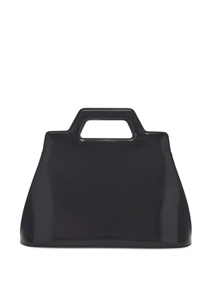 高級な黒いレザーハンドバッグ-特別なデザインとゴールドのディテール