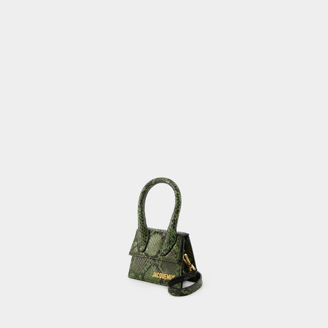 JACQUEMUS Chic Mini Green Leather Crossbody Bag