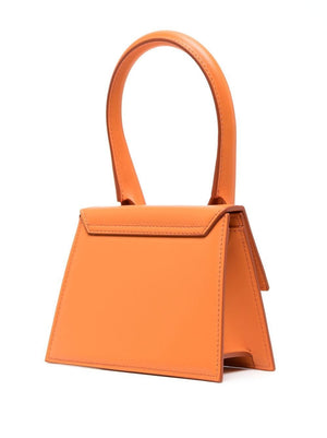 JACQUEMUS Chic Mini Leather Handbag in Vibrant Orange with Gold-Tone Detail and Adjustable Strap