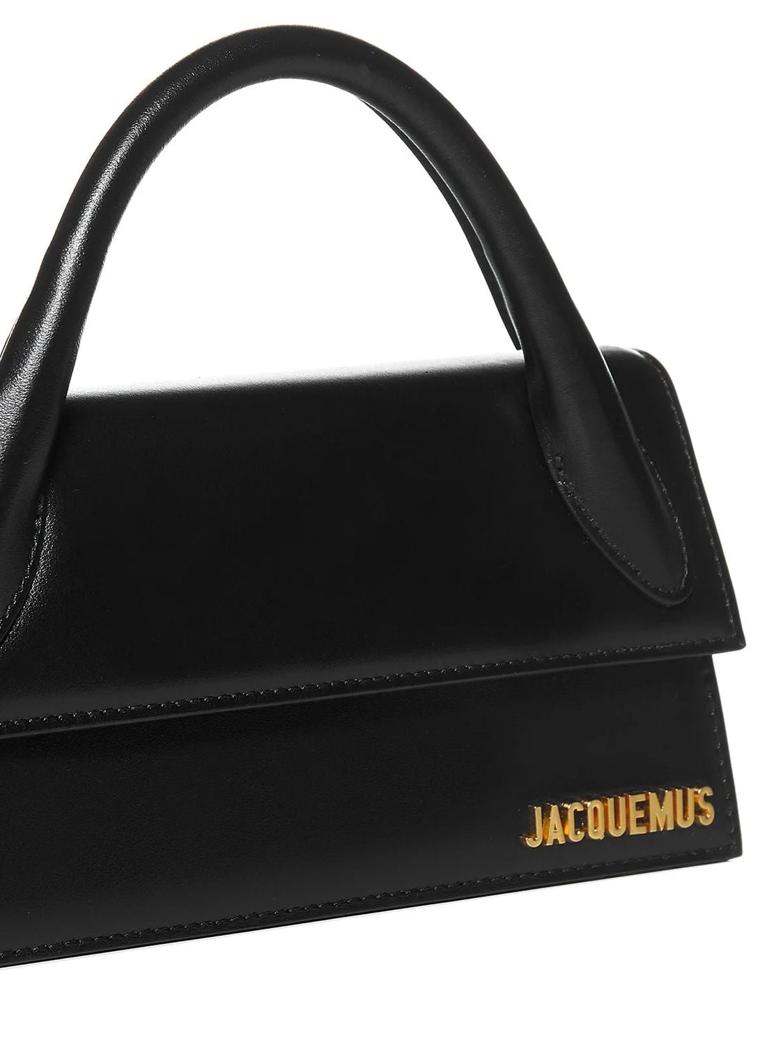 JACQUEMUS Long Mini Iconic Black Leather Crossbody Bag for Women