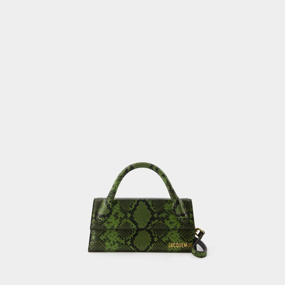 JACQUEMUS Chic Mini Green Leather Crossbody Bag