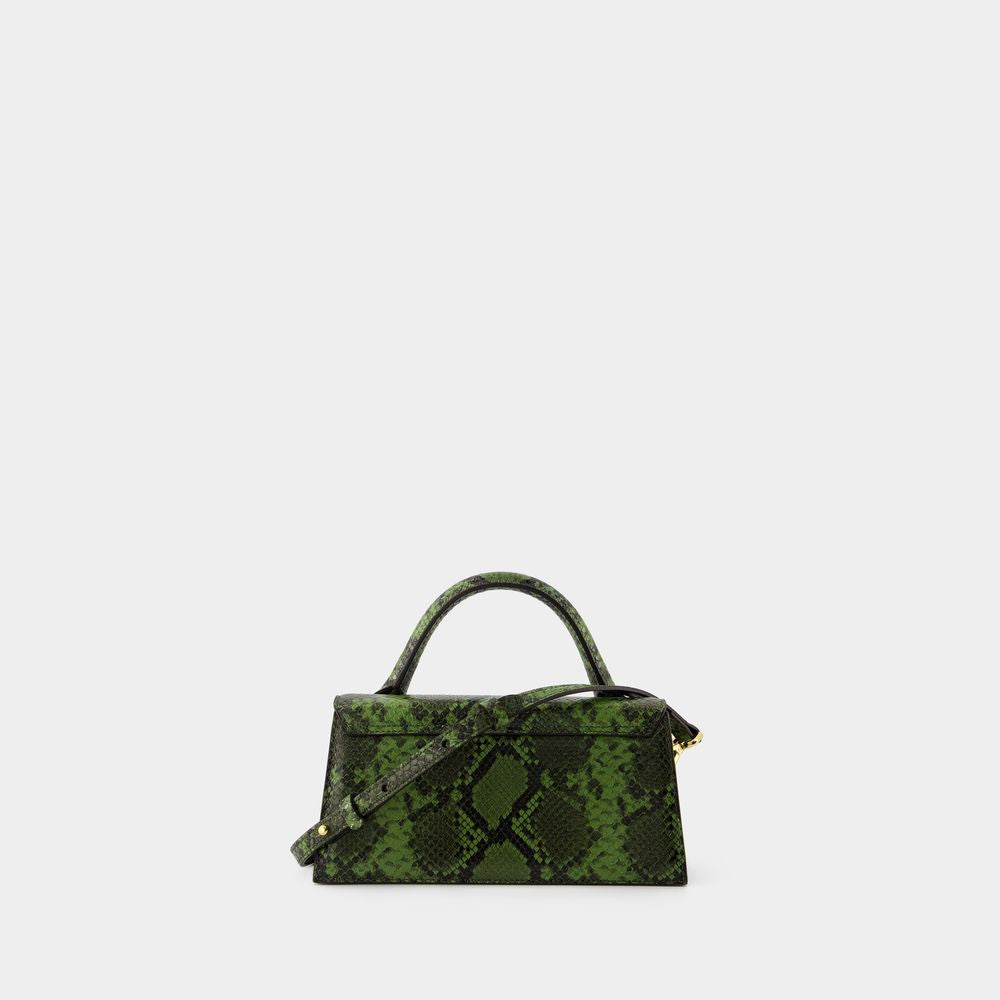 JACQUEMUS Chic Mini Green Leather Crossbody Bag