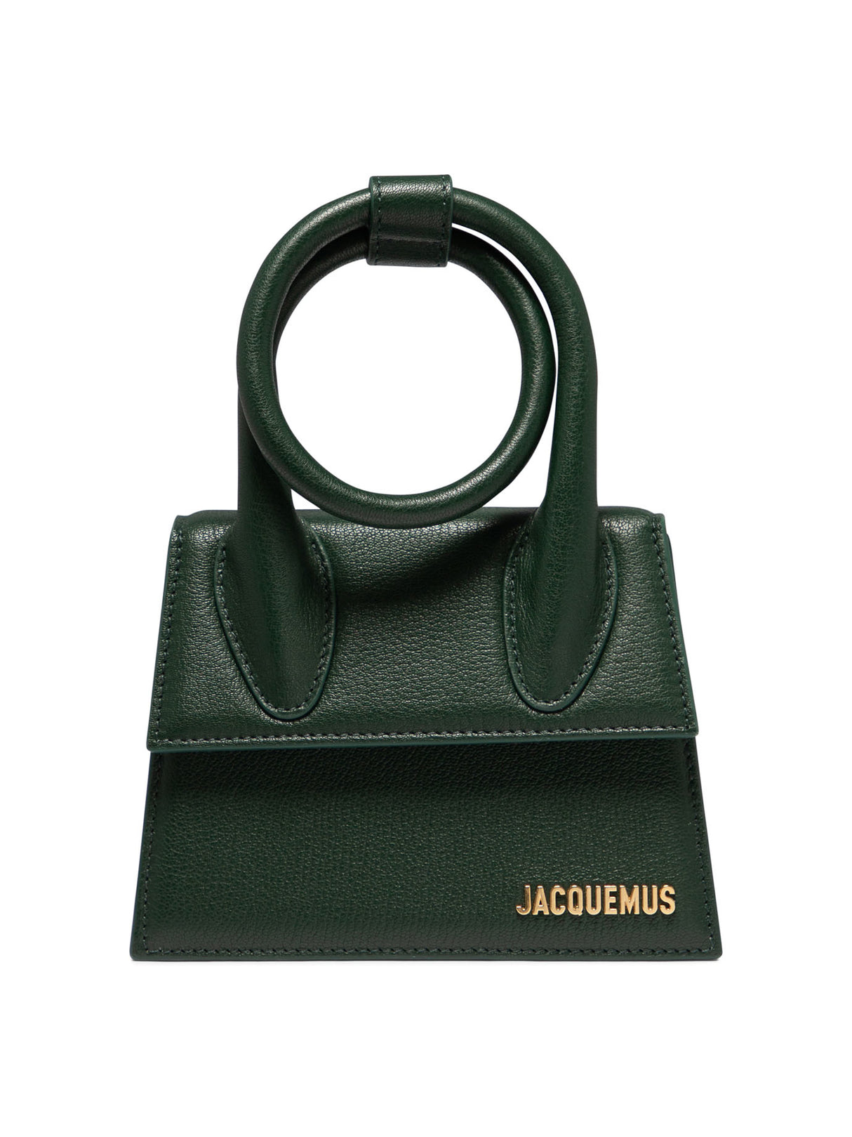 JACQUEMUS Green Leather Mini Handbag with Bow Accent for Women