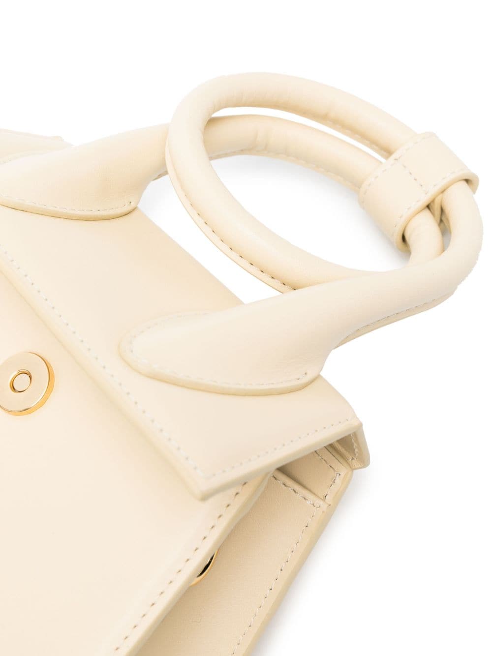 JACQUEMUS Ivory White Coiled Handbag with Single Handle and Detachable Strap