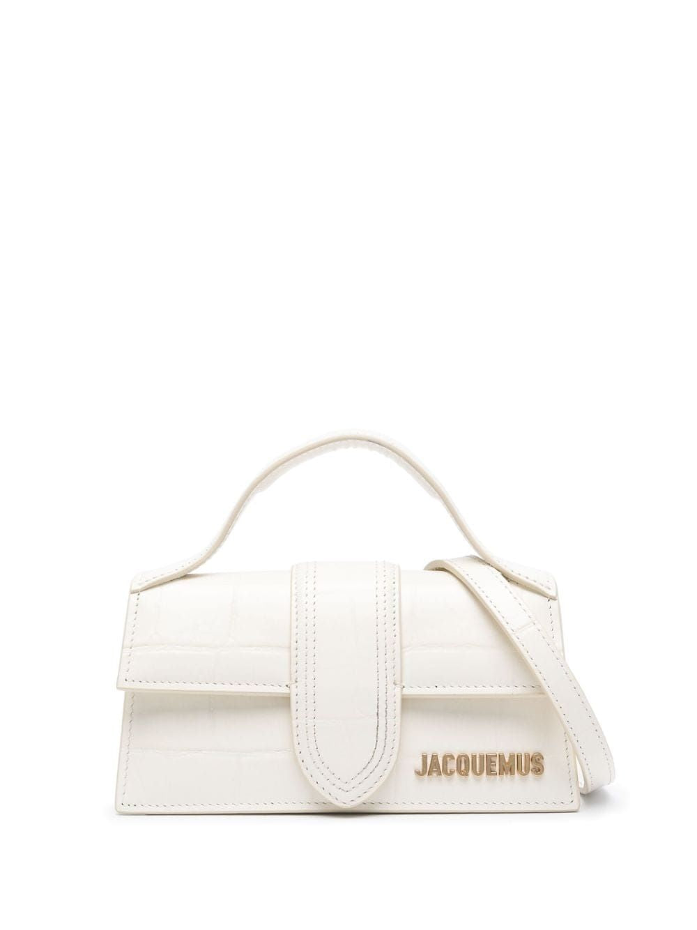 JACQUEMUS Mini Crocodile Effect Handbag with Gold Accents