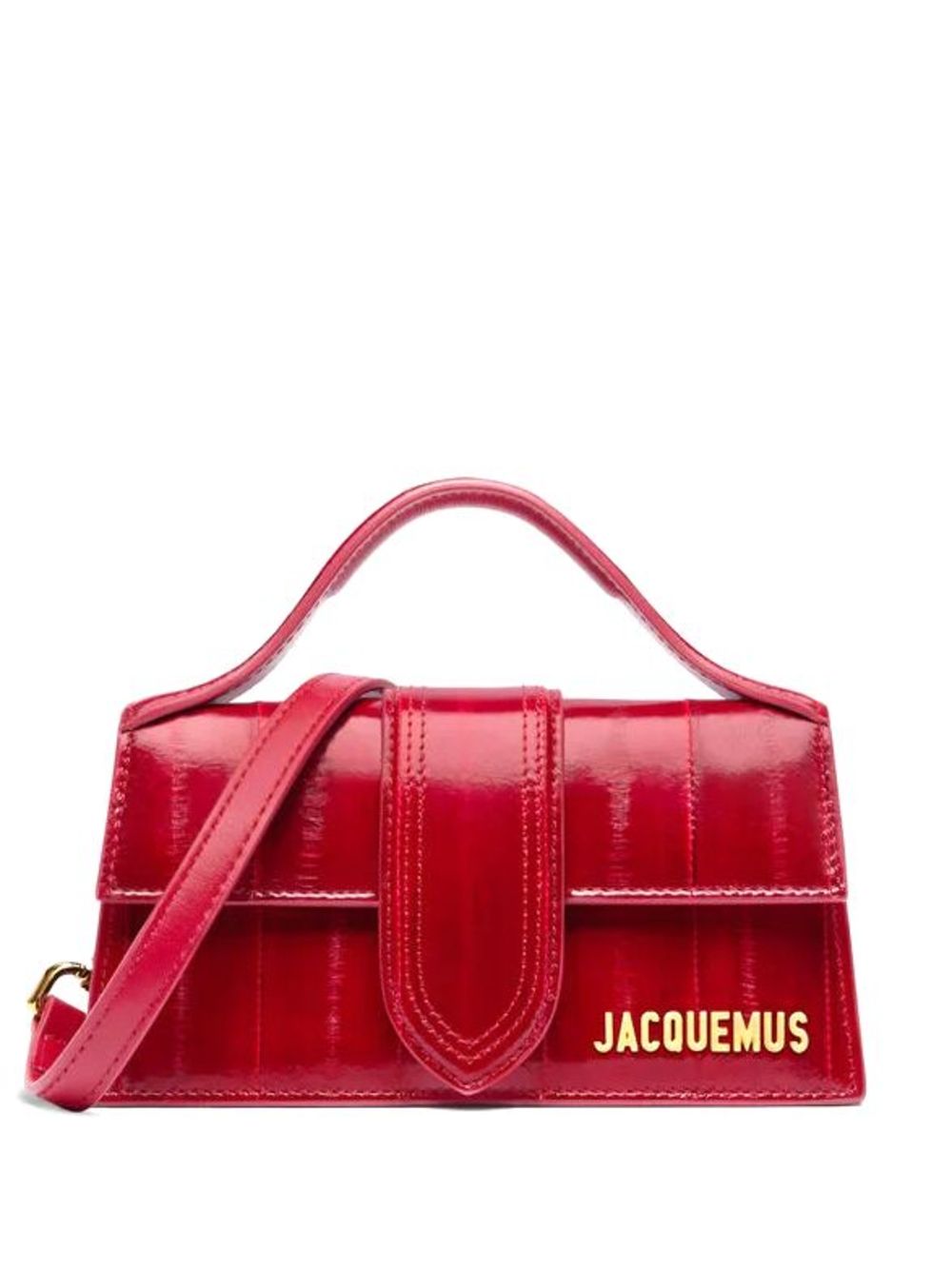 JACQUEMUS Mini Crocodile Effect Handbag with Gold Accents