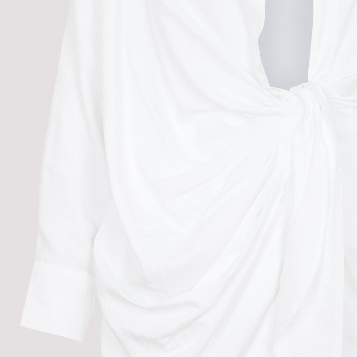 JACQUEMUS Plunge Neck Knotted Mini Dress