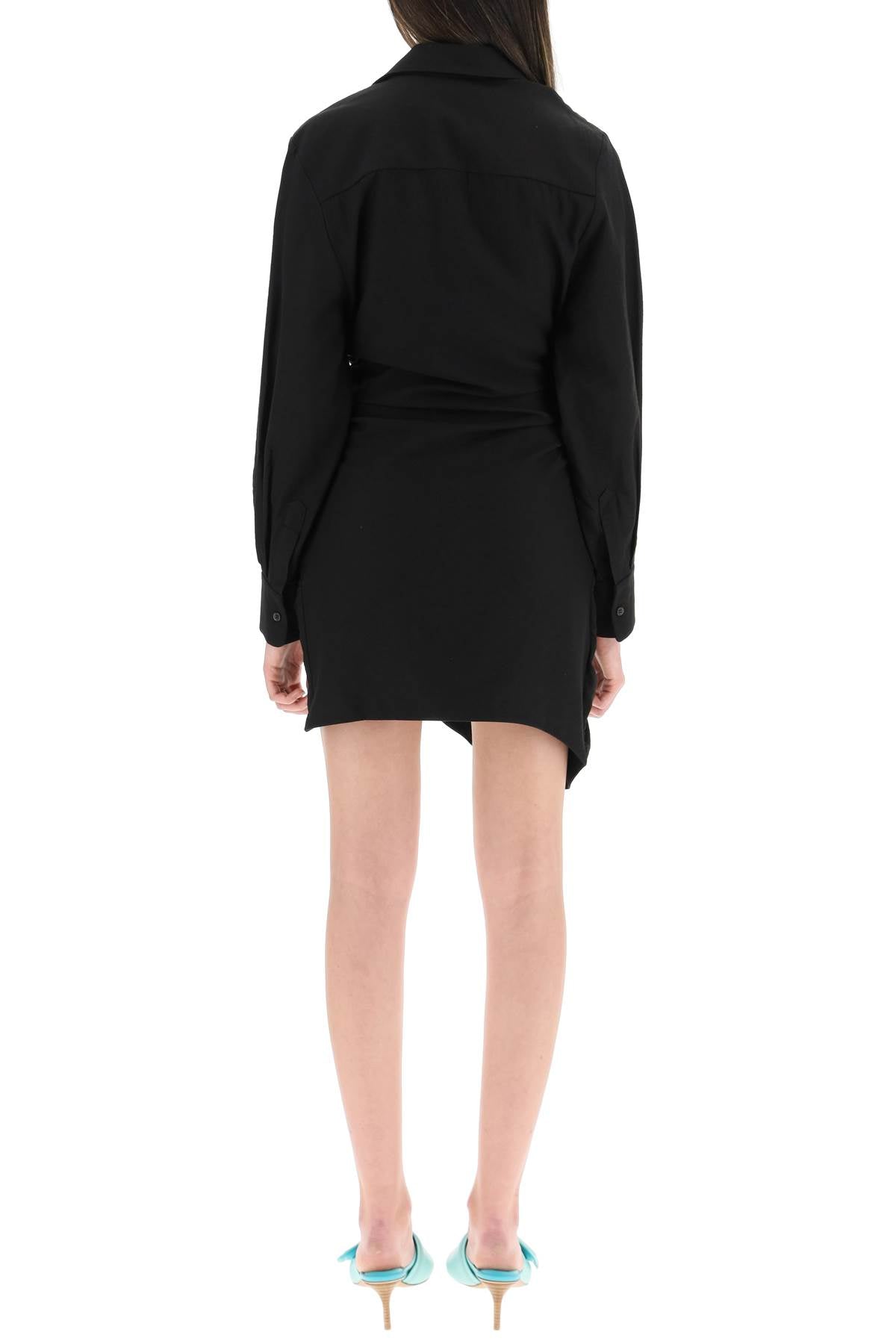 JACQUEMUS Plunge Neck Knotted Mini Dress