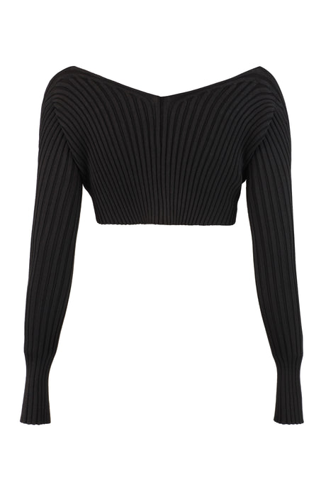 JACQUEMUS Sleek Black Viscose Blend Top