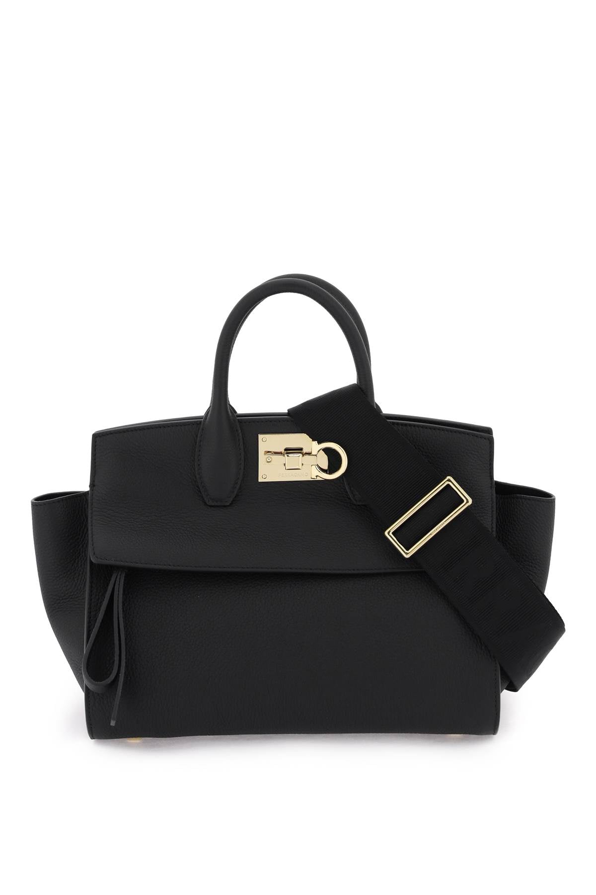 FERRAGAMO Luxurious Black Calf Leather Tote Bag for the Fashionable Woman