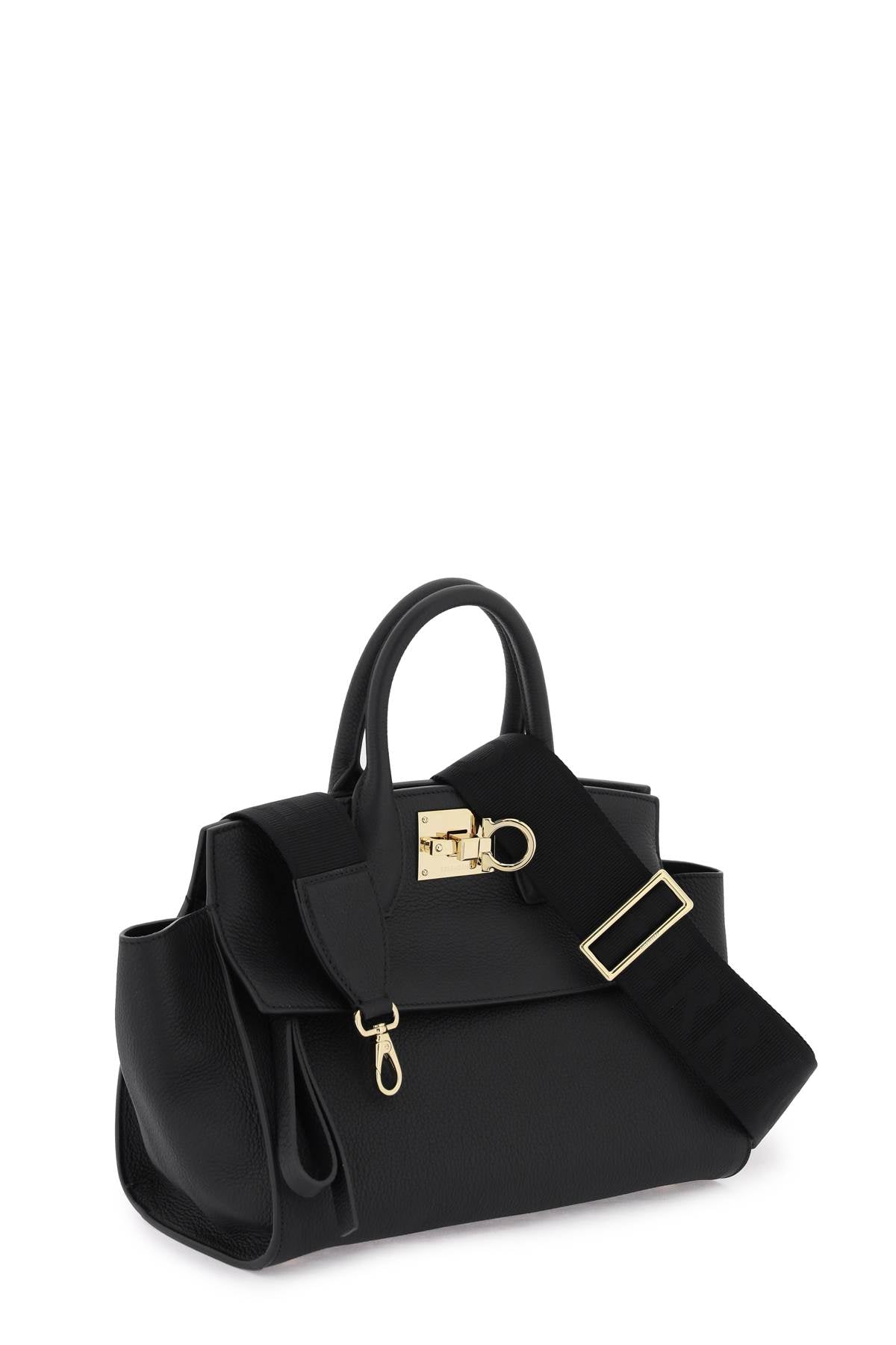 FERRAGAMO Luxurious Black Calf Leather Tote Bag for the Fashionable Woman