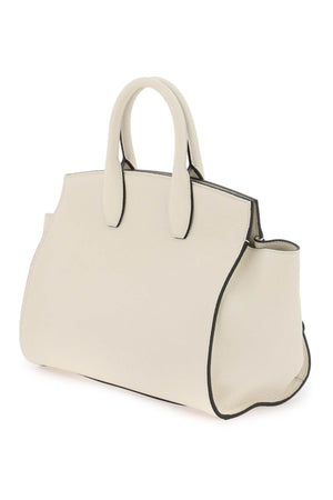حقيبة يد أصلية من الجلد المحبب في الأبيض للسيدات