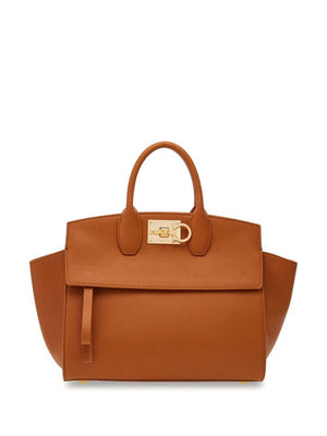 FERRAGAMO Soft Leather Mini Tote Handbag