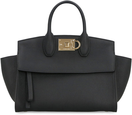 FERRAGAMO Black Pebbled Leather Handbag for Women - FW23 Collection