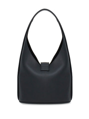 Grained Leather Hobo Handbag with Gancini Hook Fastening