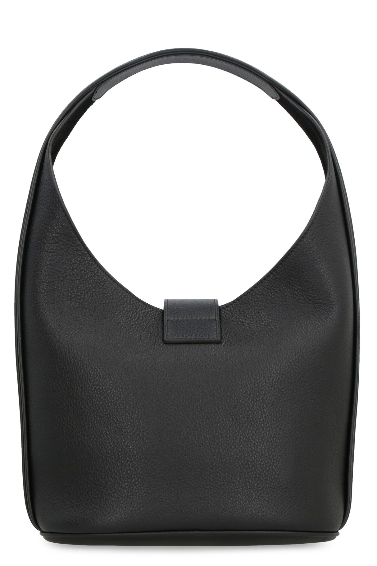 FERRAGAMO Black Pebbled Leather Hobo Handbag for Women