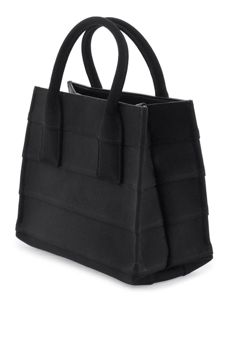 お洒落なレタリングデザインが施されたブラックトートバッグ for 女性