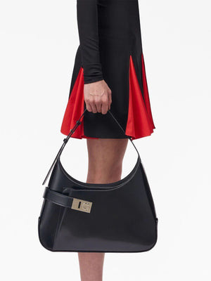 Black Asymmetrical Pocket Shoulder Bag for Women from SS24 Collection