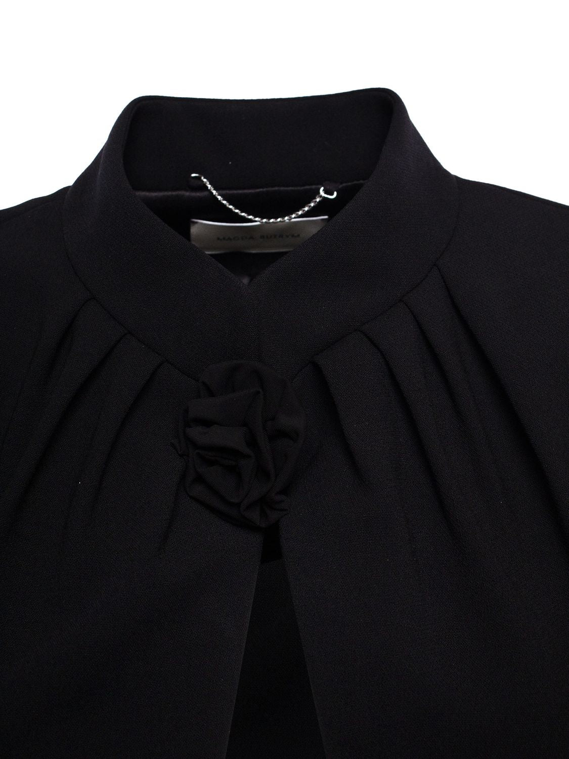黑色女装花细节修身夹克外套-FW23