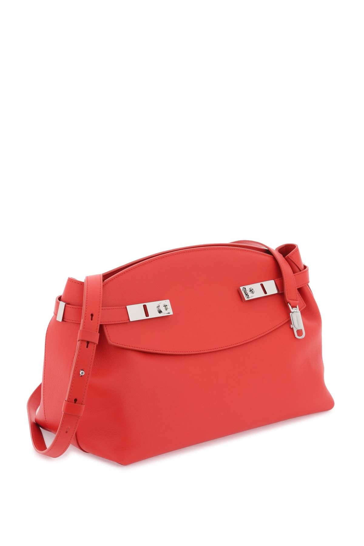 Ruffle Pouch Handbag in Red