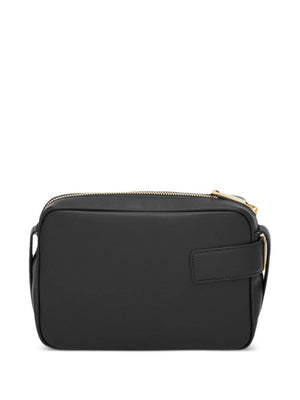 FERRAGAMO Black Leather Mini Camera Bag with Gancini Buckle and Adjustable Strap for Women SS24