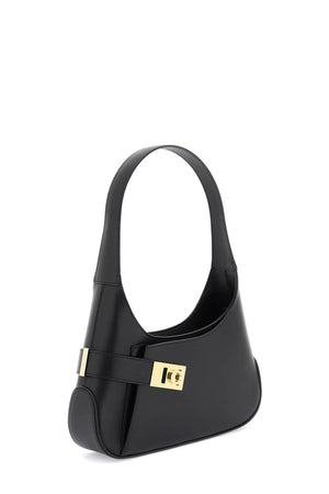 FERRAGAMO Chic Medium Black Leather Hobo Shoulder Bag for Women