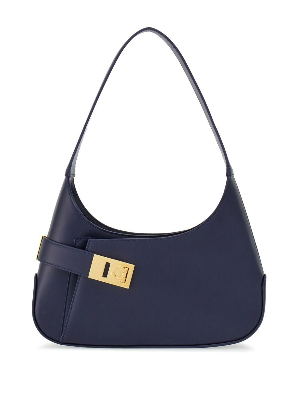 FERRAGAMO Navy Leather Medium Hobo Shoulder Bag for Women