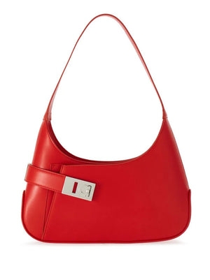 FERRAGAMO Red Calf Leather Medium Hobo Shoulder Bag for Women - SS24