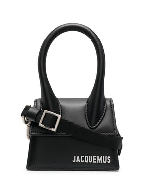 JACQUEMUS Men's Black Leather Shoulder Bag for SS24