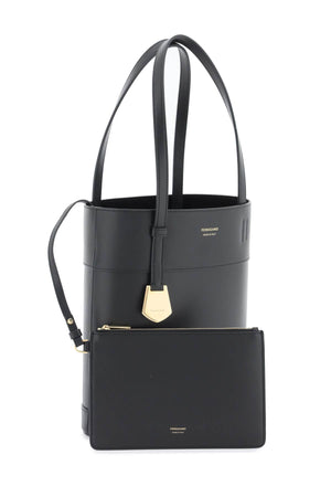 FERRAGAMO Smooth Leather Charming Tote Handbag for Women - Black