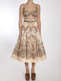 ZIMMERMANN Twist Front Midi Dress in Peach Lace Print