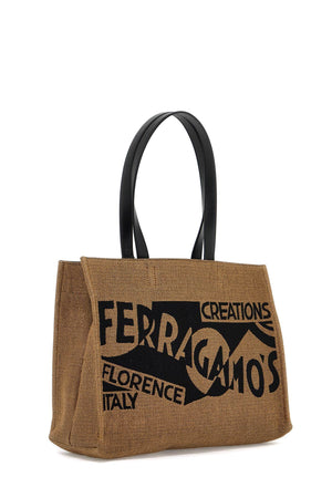 Ferragamo Logo Printed Tote Handbag in Tan for Women - FW24