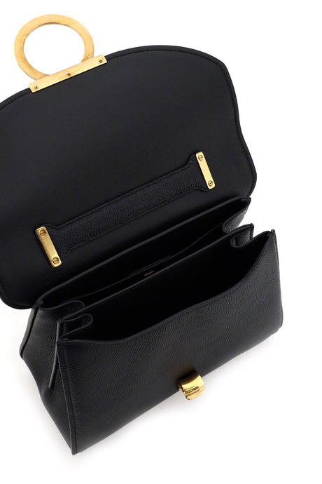 حقيبة يد جلدية سوداء بشعار جانشيو للنساء من مجموعة SS24