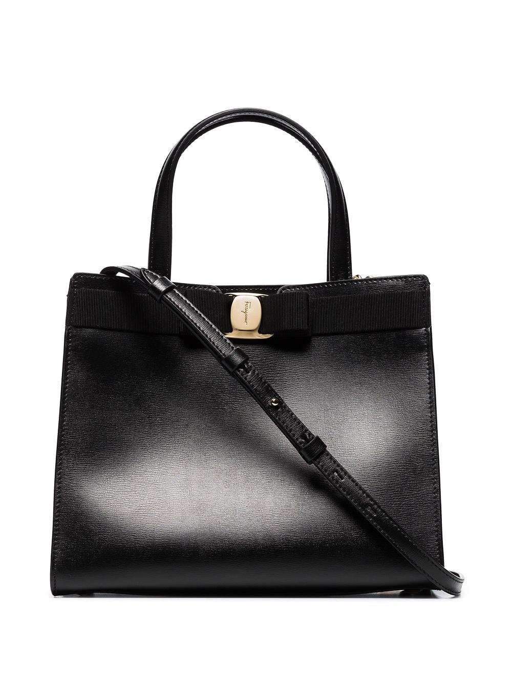 FERRAGAMO Black Leather Vara Shoulder Handbag for Women - SS24 Collection