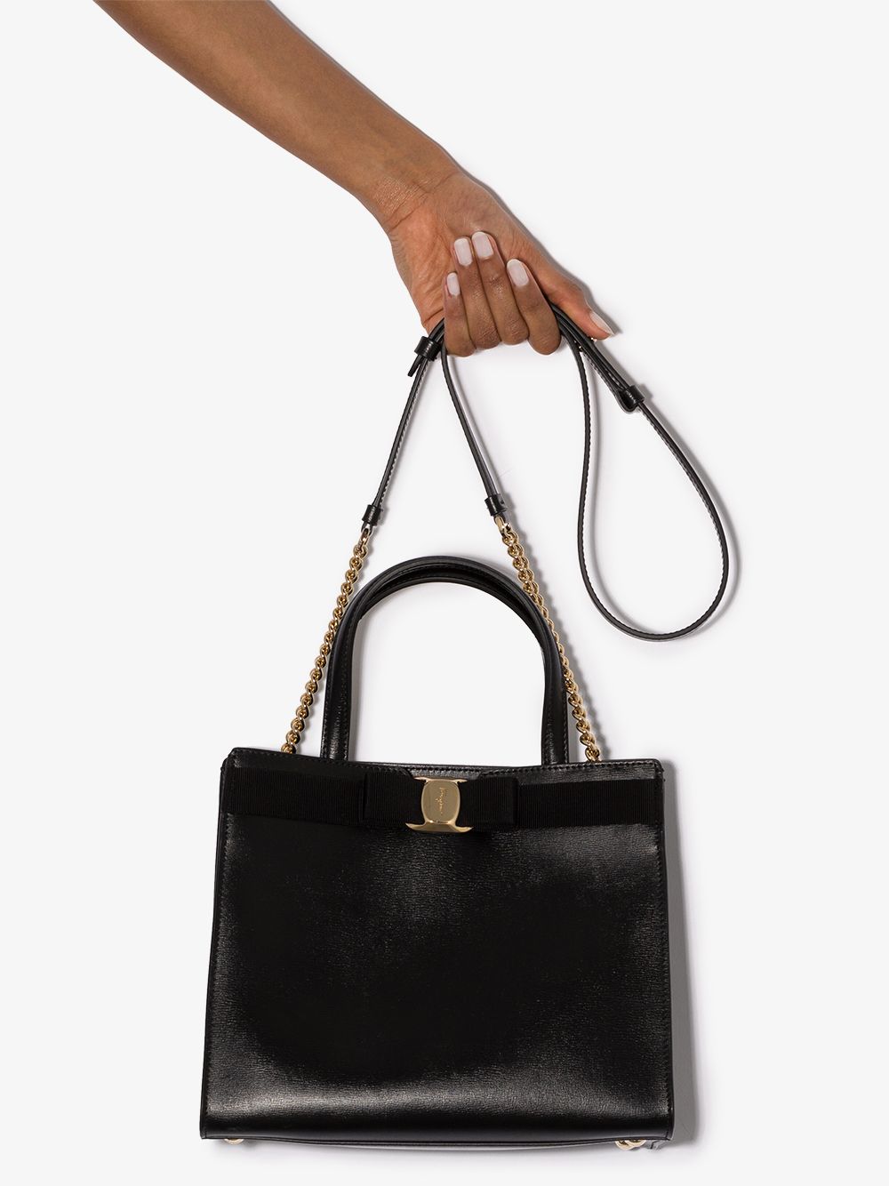 Black Leather Vara Shoulder Handbag - SS24 Collection