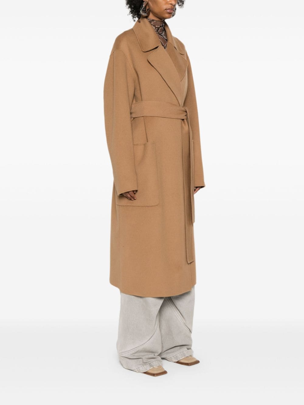 MAX MARA SPORTMAX Long Virgin Wool Jacket with Belt