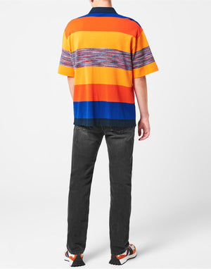 MISSONI Multicolor Striped Logo Embroidered Short Sleeve Polo Shirt