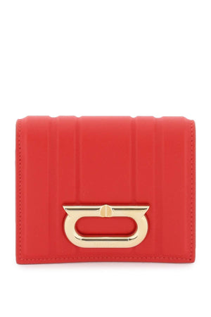 محفظة جلدية حمراء مطفية بمشبك Gancini للنساء