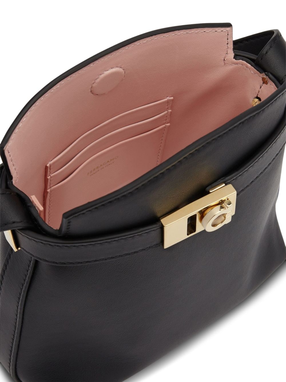 FERRAGAMO Elegant Mini Black Leather Handbag