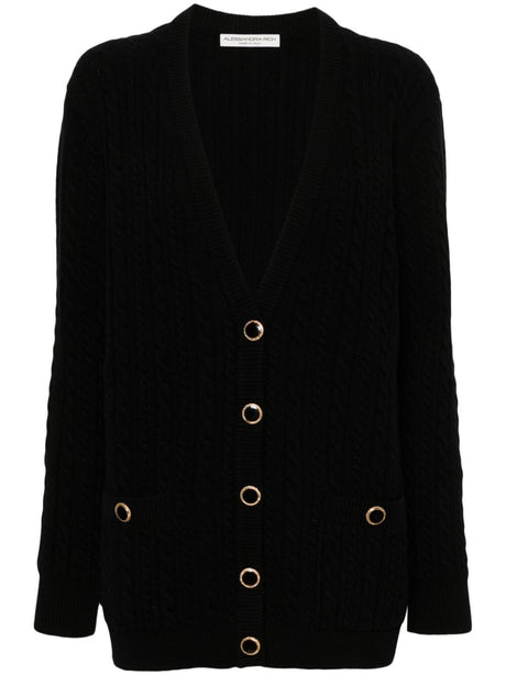 ALESSANDRA RICH Oversized Knit Cardigan with Jewel Buttons