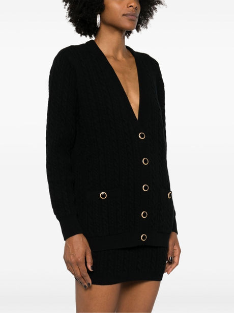 ALESSANDRA RICH Oversized Knit Cardigan with Jewel Buttons