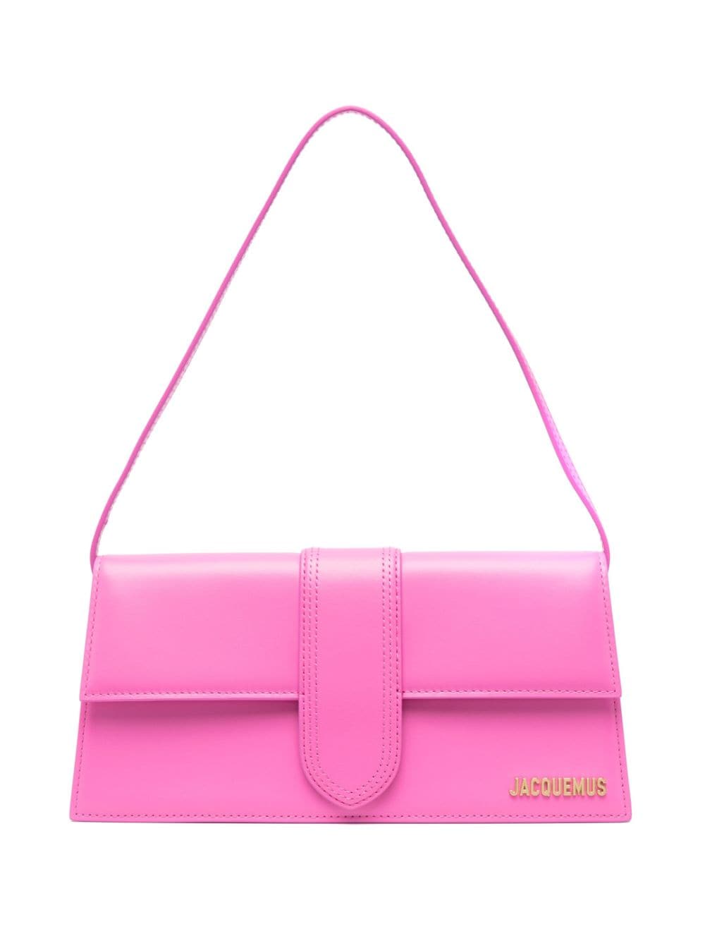 JACQUEMUS Flamingo Pink Leather Mini Crossbody Bag with Gold-Tone Accents and Magnetic Closure