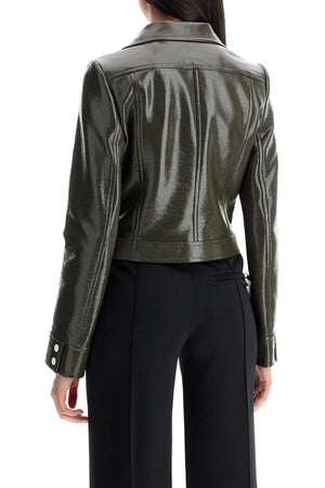 COURREGÈS Chic Vinyl Short Jacket with Crinkled Finish