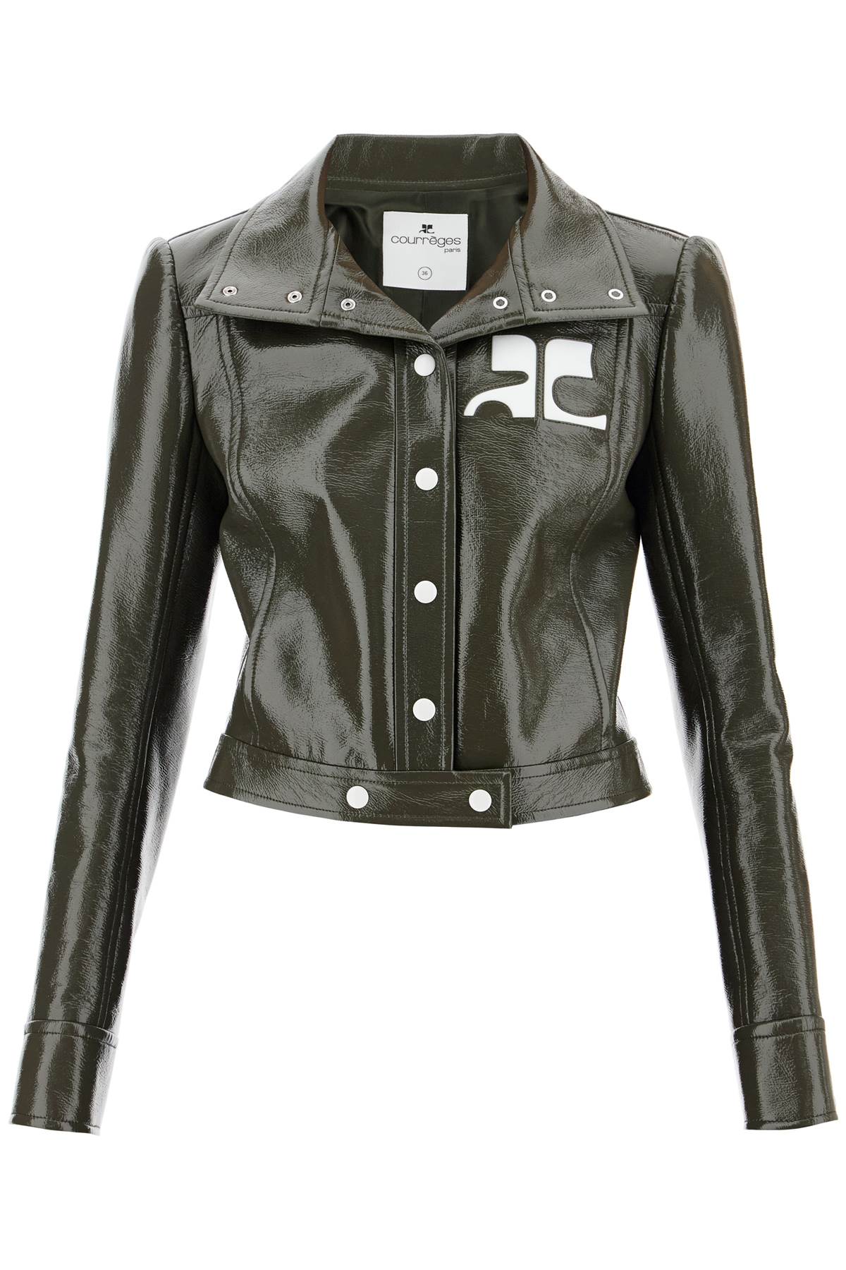 COURREGÈS Chic Vinyl Short Jacket with Crinkled Finish