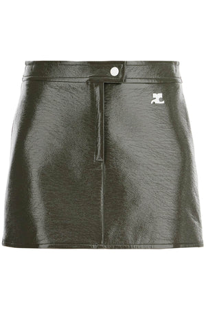 COURREGÈS Coated Cotton Flared Mini Skirt - Size 36