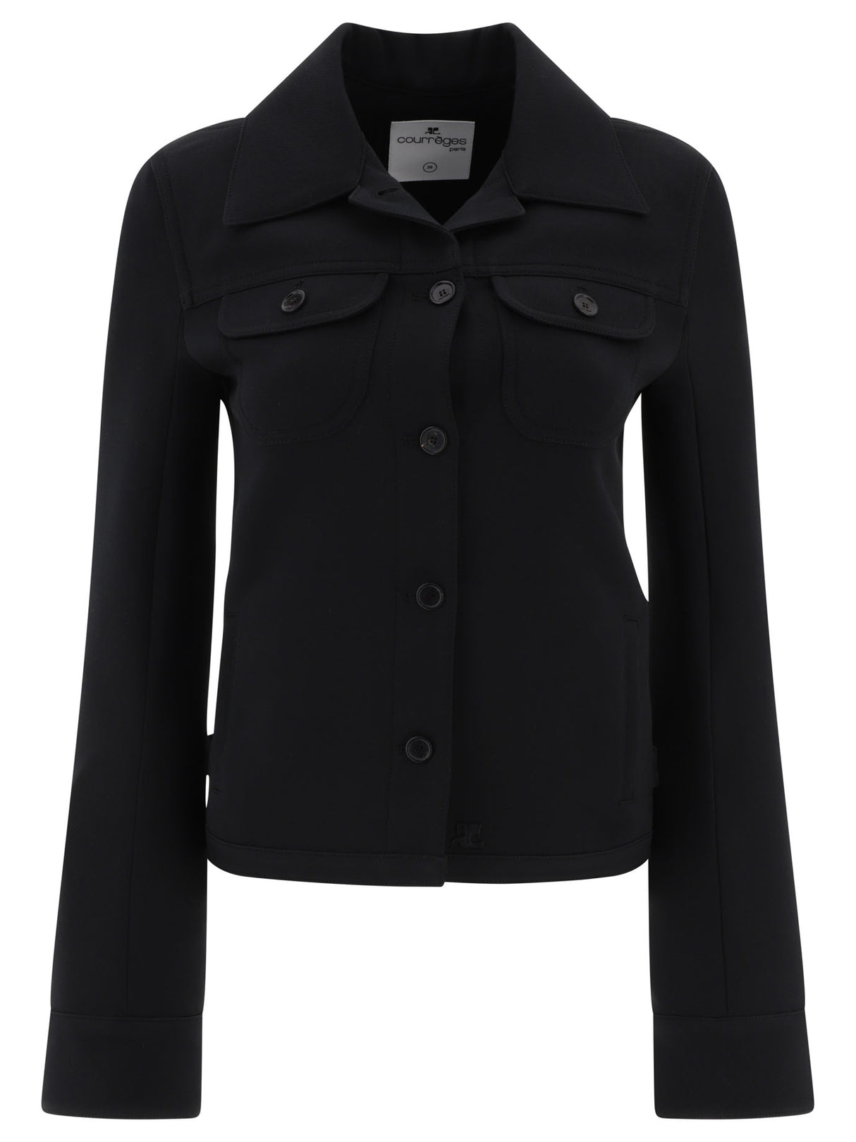 COURREGÈS Black Twill Overshirt Trucker Jacket for Women - SS24