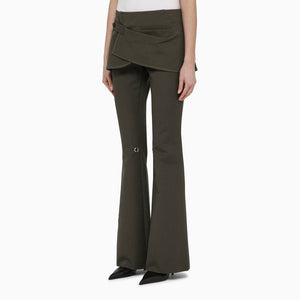 COURREGÈS Military Green Cotton Mini Skirt Trousers