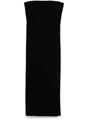 MAX MARA SPORTMAX BLACK STRETCH-DESIGN VELVET DRESS