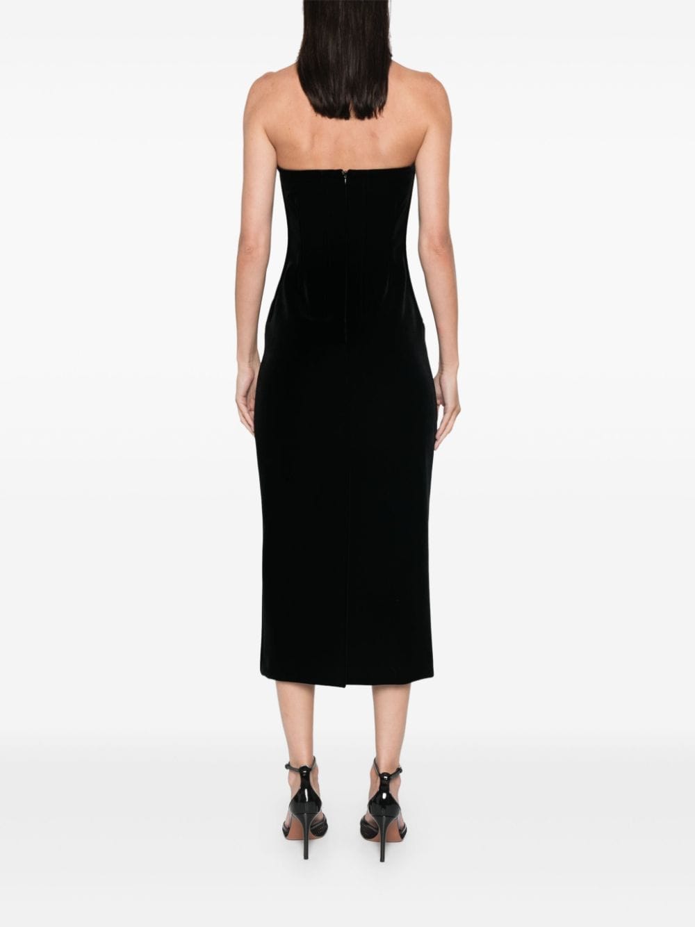 MAX MARA SPORTMAX BLACK STRETCH-DESIGN VELVET DRESS