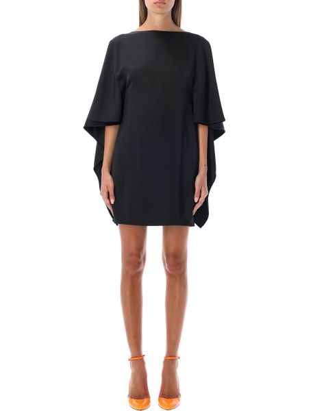 THE ATTICO Black Satin Batwing Sleeve Dress for Women